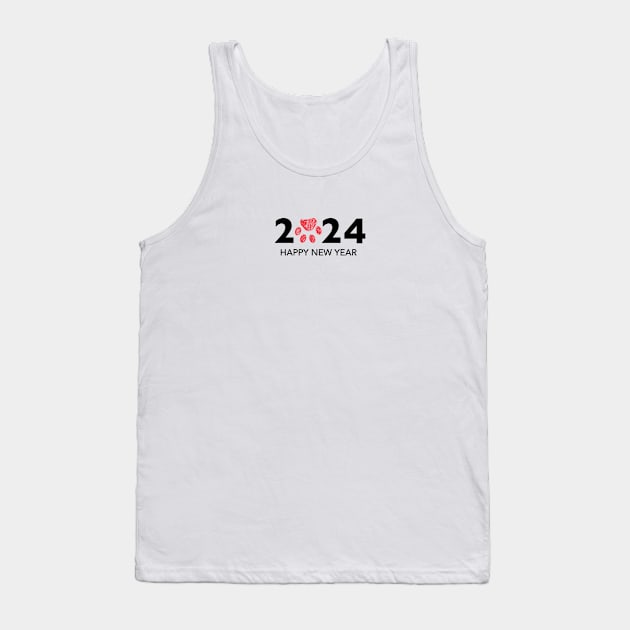 2024 text with doodle red paw print Tank Top by GULSENGUNEL